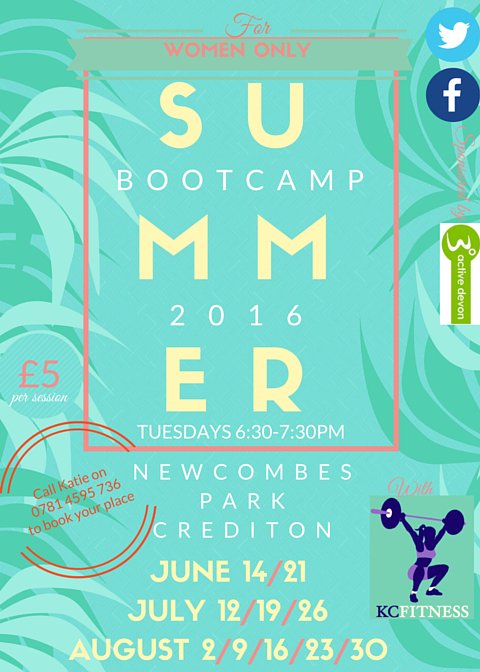 Bootcamp sponsored by <a href="/activedevon/">Active Devon</a>! £4 a session for the first 20 ladies to book plus a free water bottle #Bootcamp