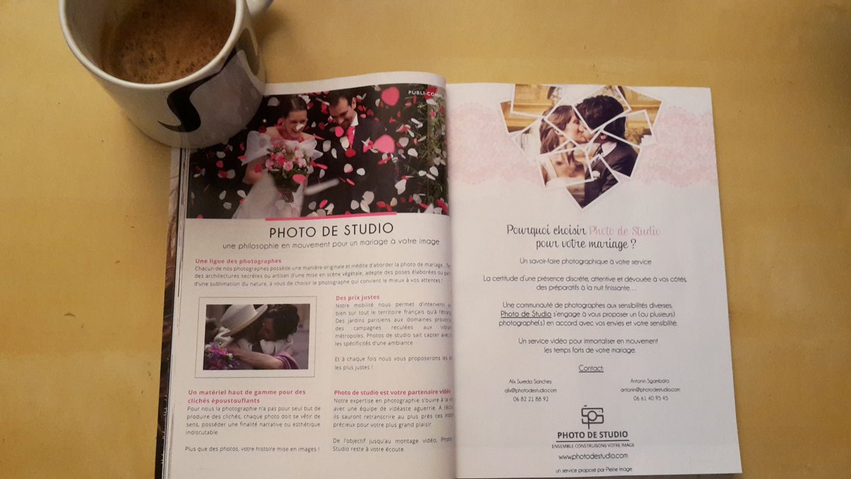 PleineImage's tweet photo. #photos #videos #salondemariage 
@PhotodeStudio est mis à l'honneur avec une double page sur #magazine #mariée.fr https://t.co/sb2RgRW9Hy