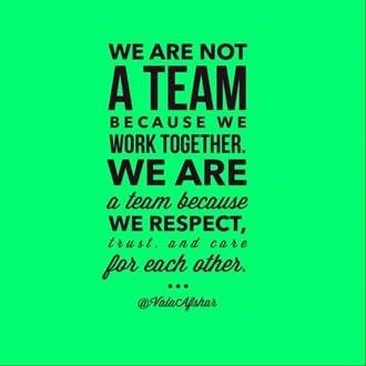 KaramelBee's tweet photo. We're not a #team becuase we work together. We are a team because we #respect, trust and care for each other. #quote https://t.co/KR7Y7MNGOB