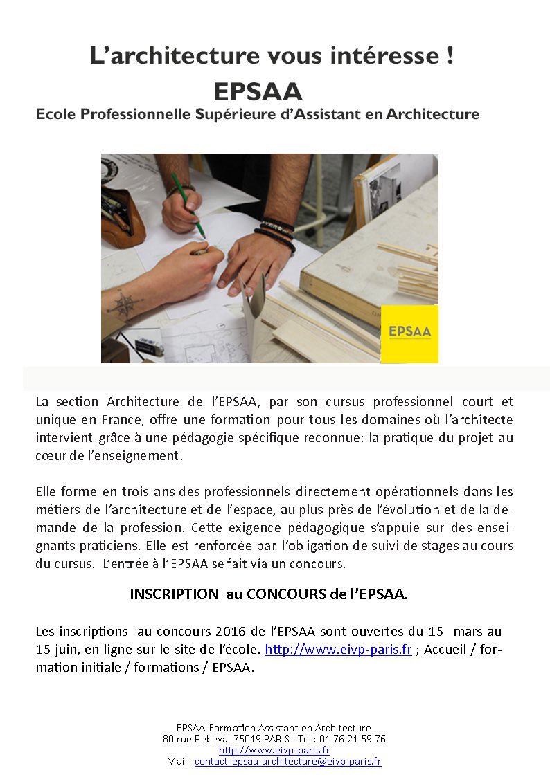 epsaa_archi's tweet photo. Envie de devenir architecte ? Inscriptions en cours #teamarchi https://t.co/kCs28WP8LE @JPO_Architectes @letudiant https://t.co/RyMapKtfsM