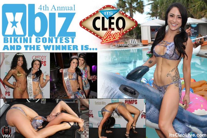 If you're NOT following @ItsCleoLive... #youcrazy!
Miss @XBIZ Miami #Bikini Winner 2016 rt https://t