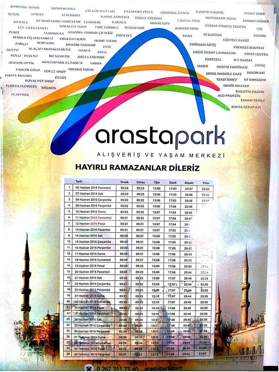 #Kocaeli icin #imsakiye ... #arastaparkavm #juicesculture #arastapark #izmit #Ramadan2016 #ramazan #RamadanMubarak