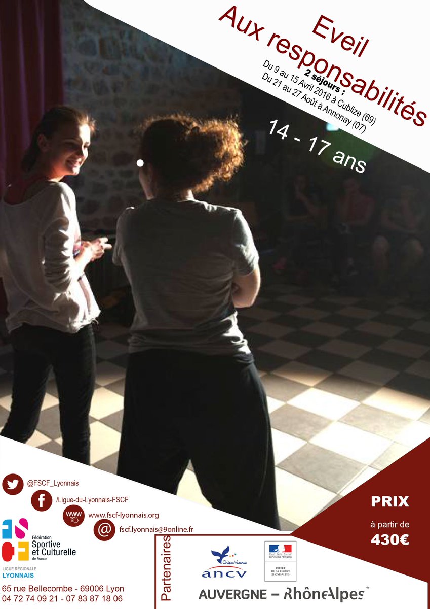 FSCF_Lyonnais's tweet photo. Stage Eveil aux Responsabilités du 21 au 27 Août à Annonay pour les 14-17 ans. #communication #responsabilités https://t.co/HGLuGIyvQn