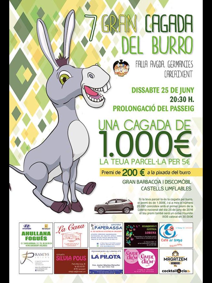 FallaAvdaGerman's tweet image. Pròxim 25 de Juny, la ja tradicional festa del Burro! A què esperes per comprar la teua parcel.la?