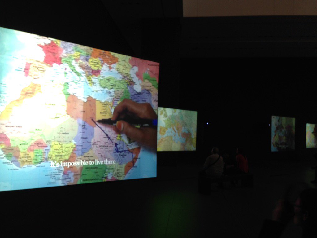 CaitlinKrause_'s tweet photo. Migration storytelling through maps: Bouchra Khalili's #TheMappingProject at #MoMA #storytelling #maps #refuge https://t.co/AgoNHQoY0F
