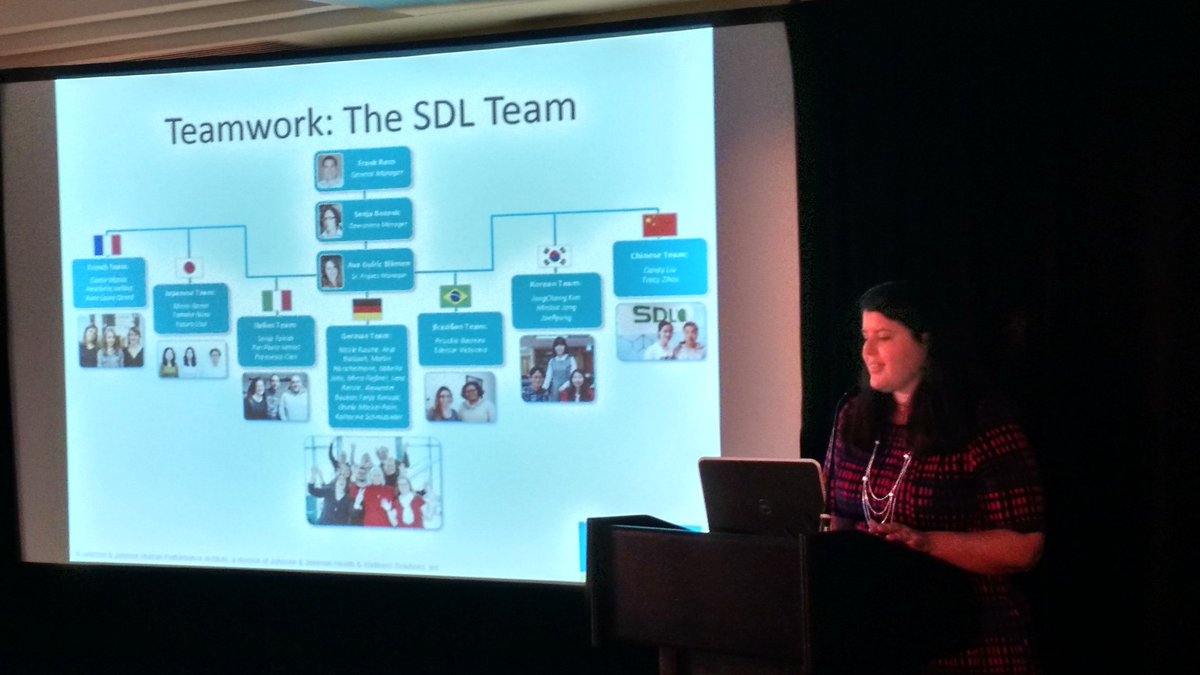 bobhebeisen's tweet image. Sarah Wallgren from J&amp;amp;J shows her global @SDL translation team #SDLCSS