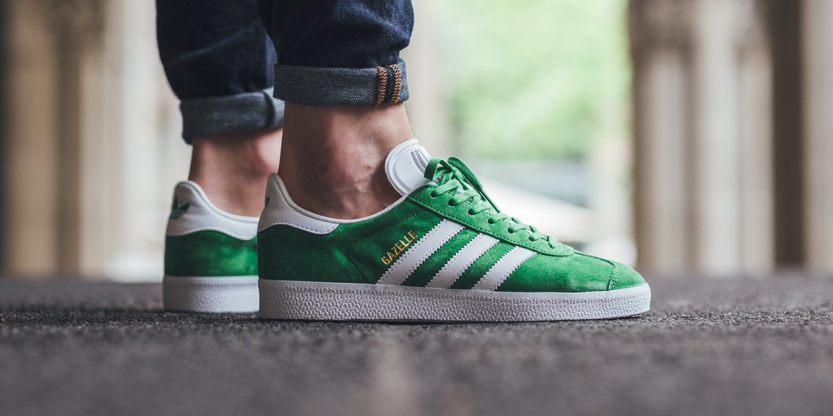 adidas gazelle green white gold