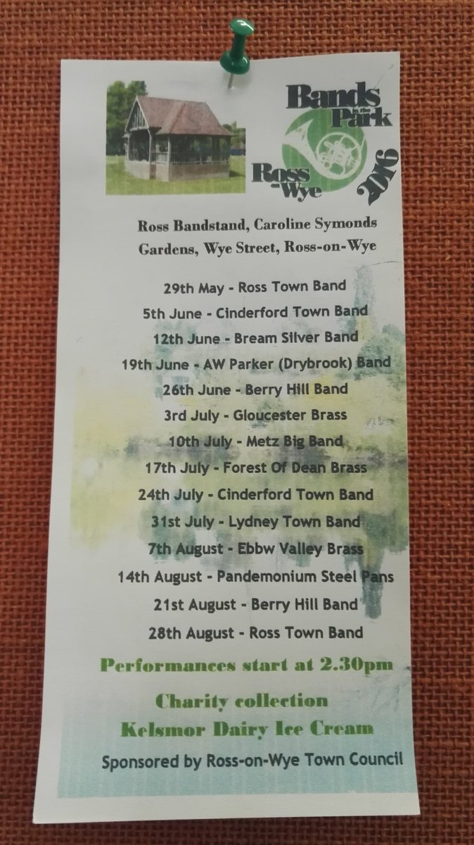 DaveJury1968's tweet photo. Free Brass band concerts every Sunday in #Rossonwye Inc @LydbrookBand @CINDERFORDBAND @RossTownBand https://t.co/AXWVONnXKr