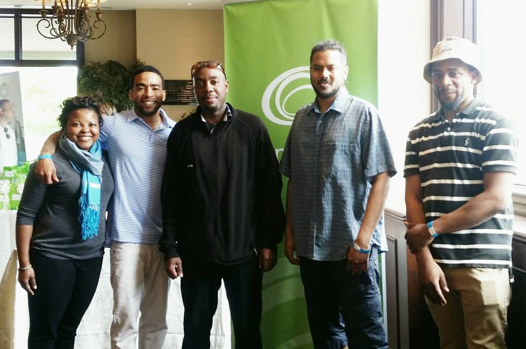OpSpringboard's tweet photo. .@DemetriusAyanna, @mrseanfrost, Bert, @impactnyouth &amp; Rommel at @OpSpringboard Annual Golf Marathon! #TeeOff4Acause https://t.co/KZki1MpCoB
