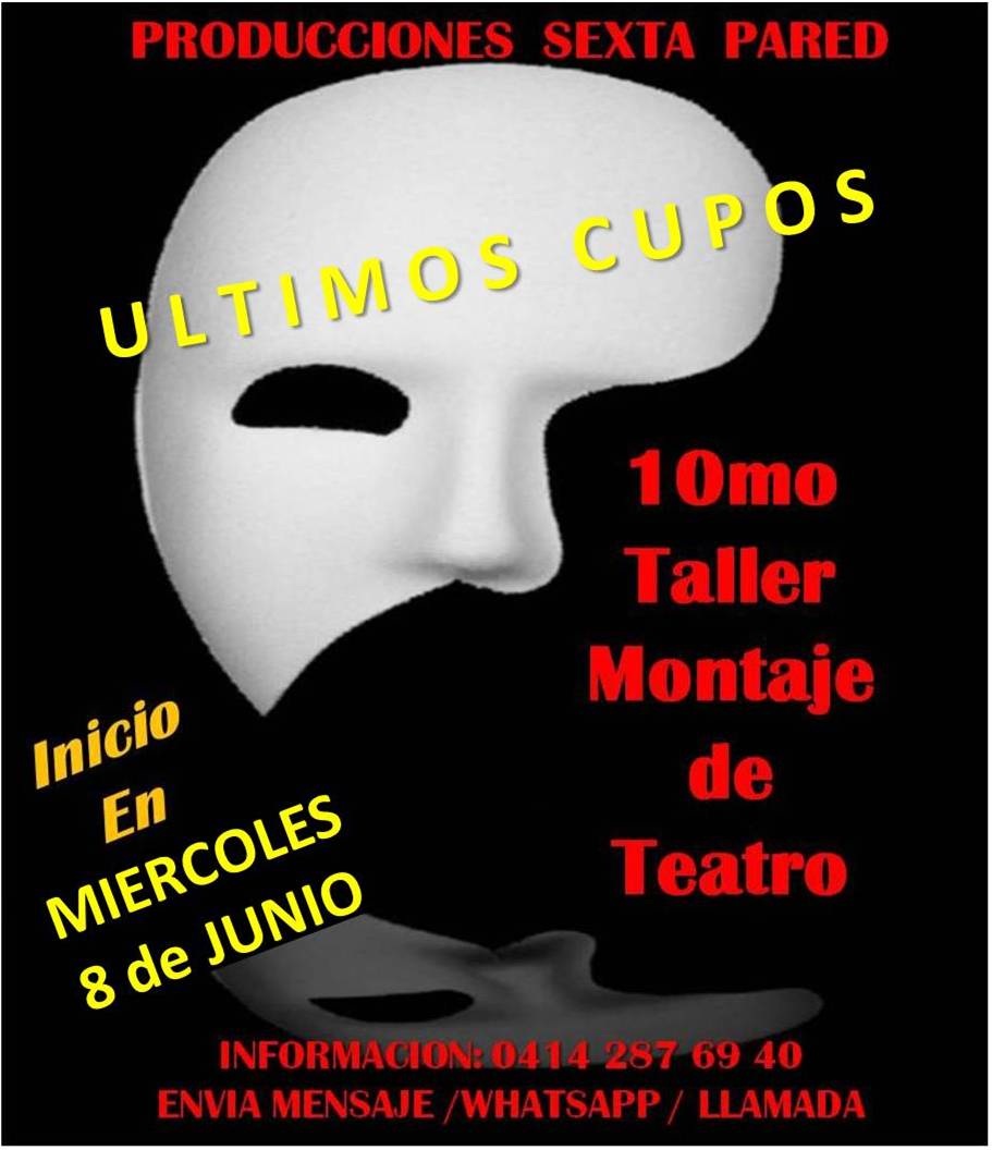 joalfi39's tweet photo. ULTIMOS CUPOS 10mo TALLER MONTAJE DE @PSEXTAPARED INIICIO 8/6/16 CORREO produccionessextapared@gmail.com 04142876940 https://t.co/5XXXquieOE