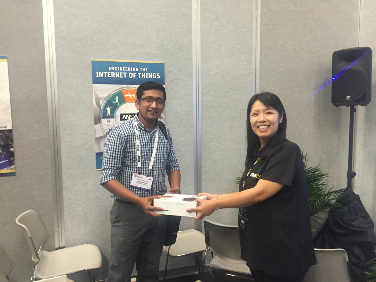JustinNescott's tweet photo. We are cooking up at #53rdDAC - congrats to Shiju Abraham and his new Bluetooth grill thermometer from @ANSYS 1449 https://t.co/L7YFuu5DYI
