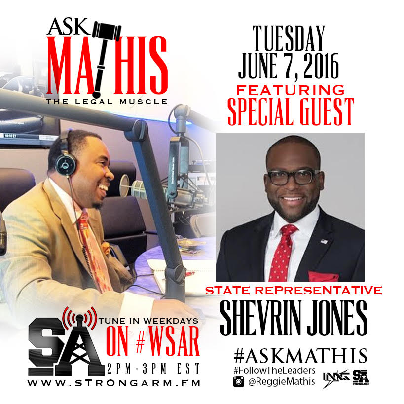 official_flo's tweet photo. Don't miss #AskMathis today with State Rep. Shervin Jones! Listen:https://t.co/RKmMCRdfKs @strongarmlive at 2pm! https://t.co/0J7NNgAl8c