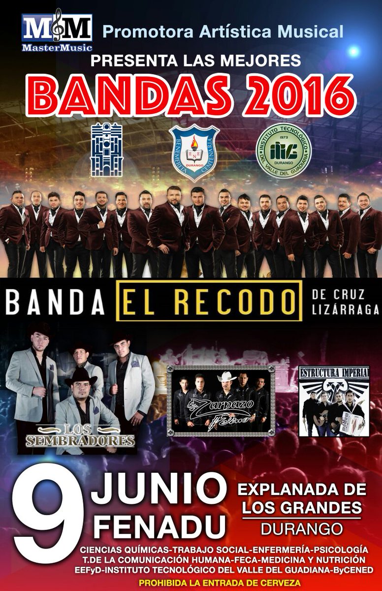 Este jueves nos vemos en la explanada de los grandes FENADU de Durango #TourInevitable2016