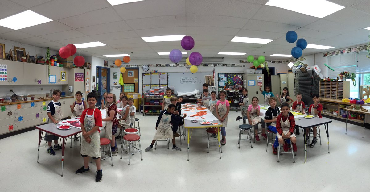 WT second graders ending the year with collaborative circle paintings. #engage112 <a href="/WayneThomasscho/">Wayne Thomas School</a>