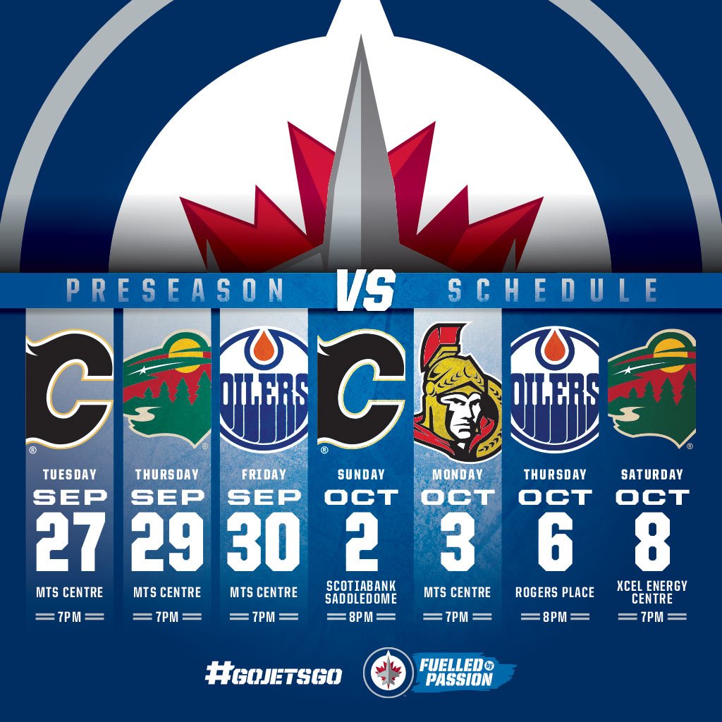 nhl jets preseason schedule