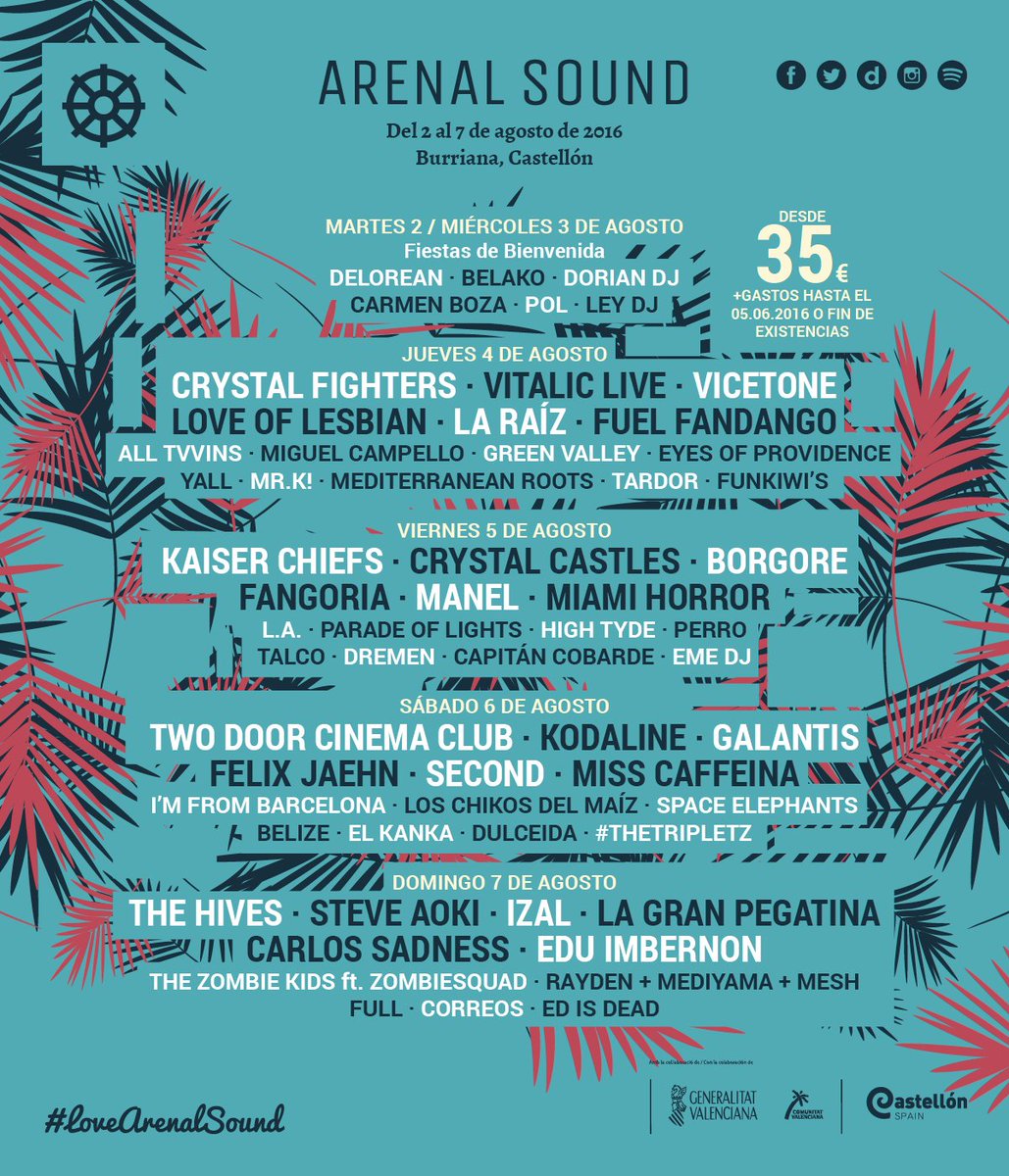 ArenalSound's tweet photo. Y aquí os mostramos como queda el cartel por días de Arenal Sound 2016 a falta de más confirmaciones! https://t.co/4pXD38AM8M