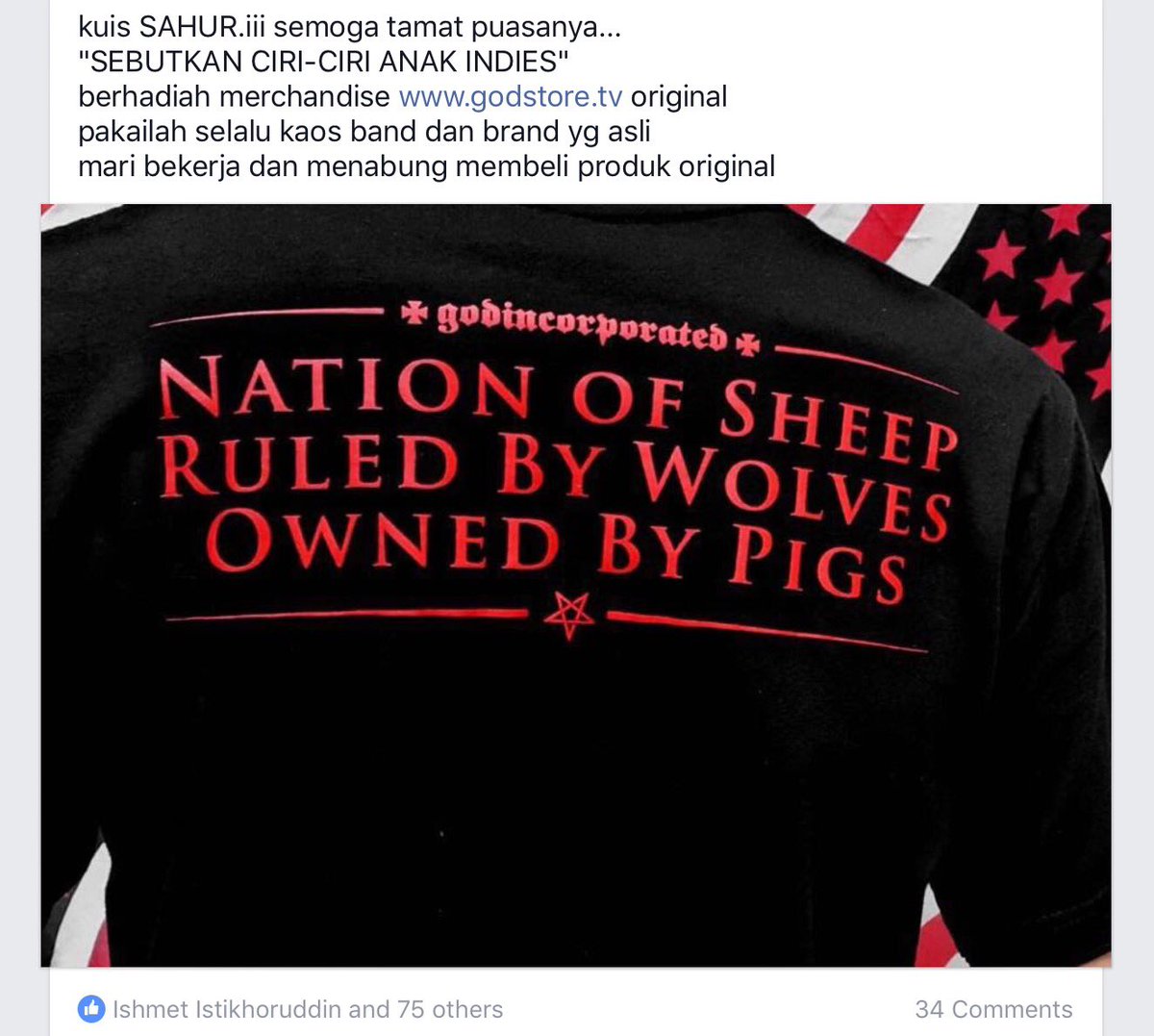 ikuti kuis facebook sahur.iii berhadiah merchandise <a href="/godstarinc/">6X8</a> jawaban ditunggu sampai buka puasa sore nanti