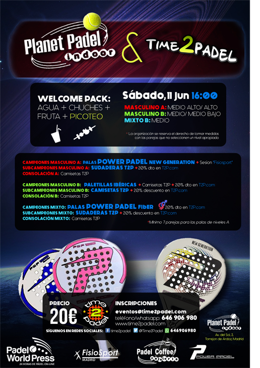 #Torneo11Junio #CategoriasMasculinoyMixto #Time2padel #PlanetpadelIndoor