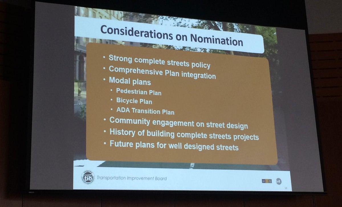 Larry_Leveen's tweet photo. Stevan Gorcester from WA TIB presents new Complete Streets $7million grant @FEETFIRST_WA #walkablewa conference. https://t.co/eVB45USEvW
