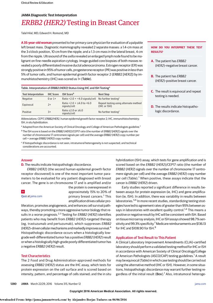 borjasas's tweet photo. Un poco de Patología Clínica: Interpretando Test de HER2 en Cáncer de Mama: Tanto IHQ como por Hibridación in situ. https://t.co/u3atc1uR1n