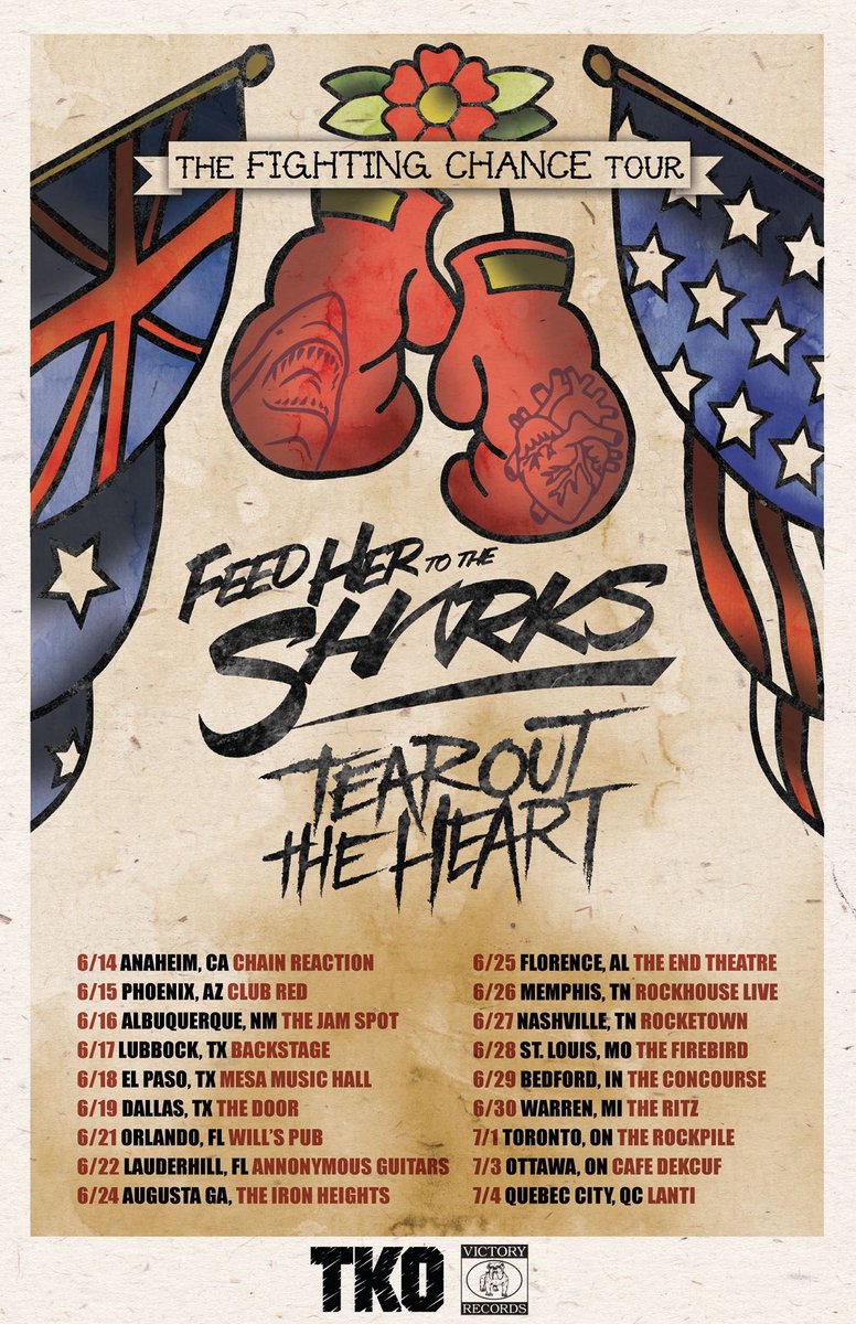 The "Fighting Chance" tour with <a href="/FHTTS/">FeedHerToTheSharks</a> starts one week from today! WHOA 🙀