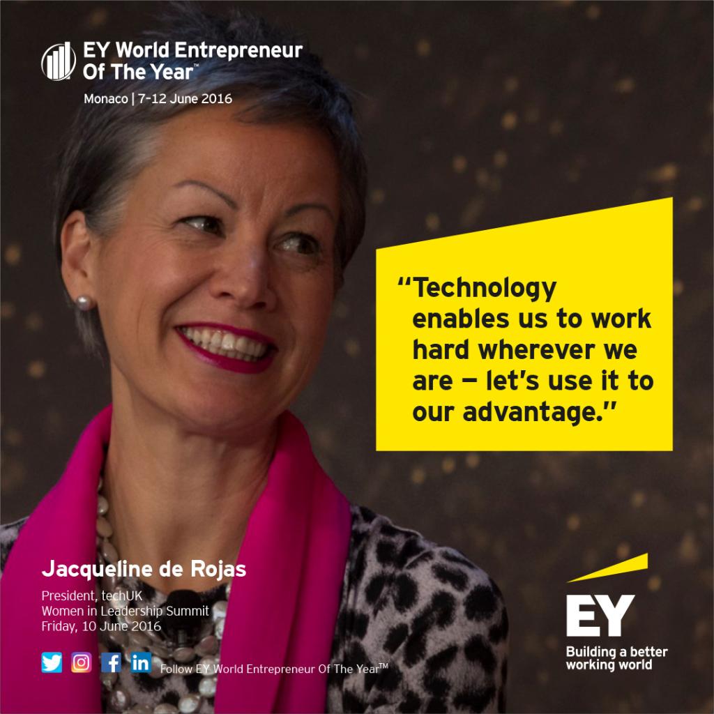EYnews's tweet photo. Jacqueline de Rojas, President techUK @JdR_Tech inspired us today with her story during #WEOY. #WomenFastForward https://t.co/WynqPrEefK