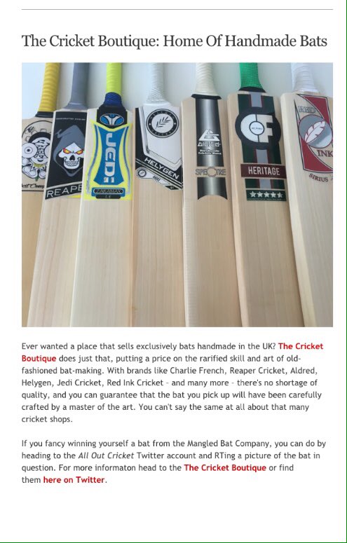 Nice little piece about TCB in the <a href="/AllOutCricket/">George Bull</a> newsletter #handmade #cricket