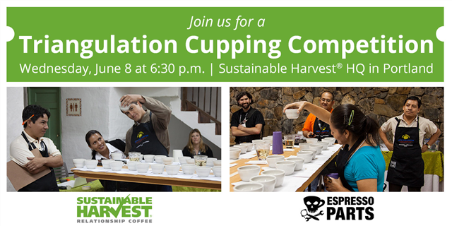 SHRobbiePDX's tweet photo. Don't miss this thrilling triangulation cupping competition at @sustharv! #SpecialtyCoffee https://t.co/9bBjK5KXQ7 https://t.co/fGlLI37Z32