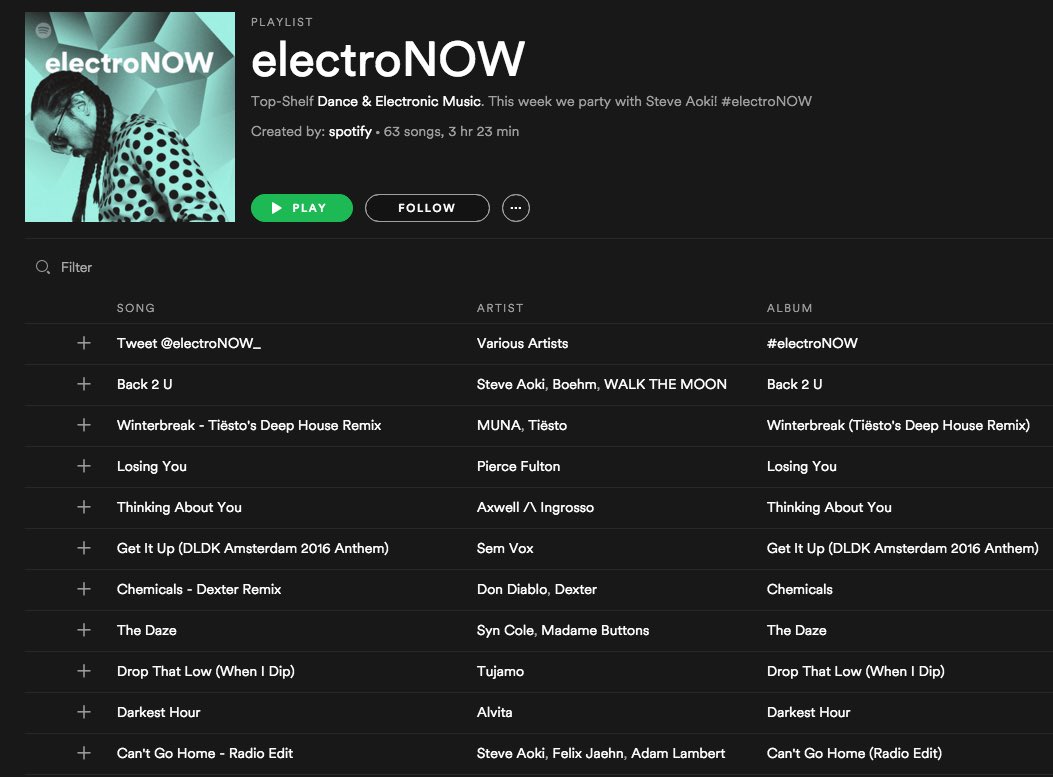 I spy two of my songs on @Spotify #ElectroNow playlist 🙈 check out #BACK2U + #CANTGOHOME! 🙌  open.spotify.com/user/spotify/p… https://t.co/gmdkoP9ioh