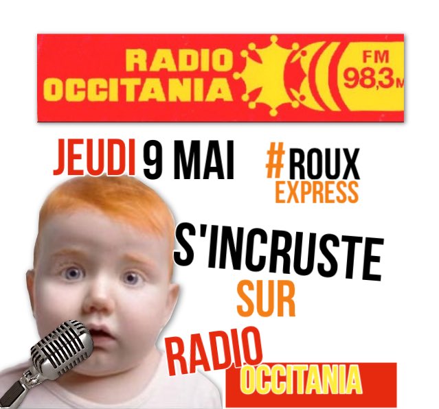 rouxexpress's tweet photo. Jeudi 9 mai #RouxExpress s'incruste sur @RadioOccitania #RouxExpressSurRadioOccitania venez nombreux 😁 https://t.co/7MpPiGp3TO