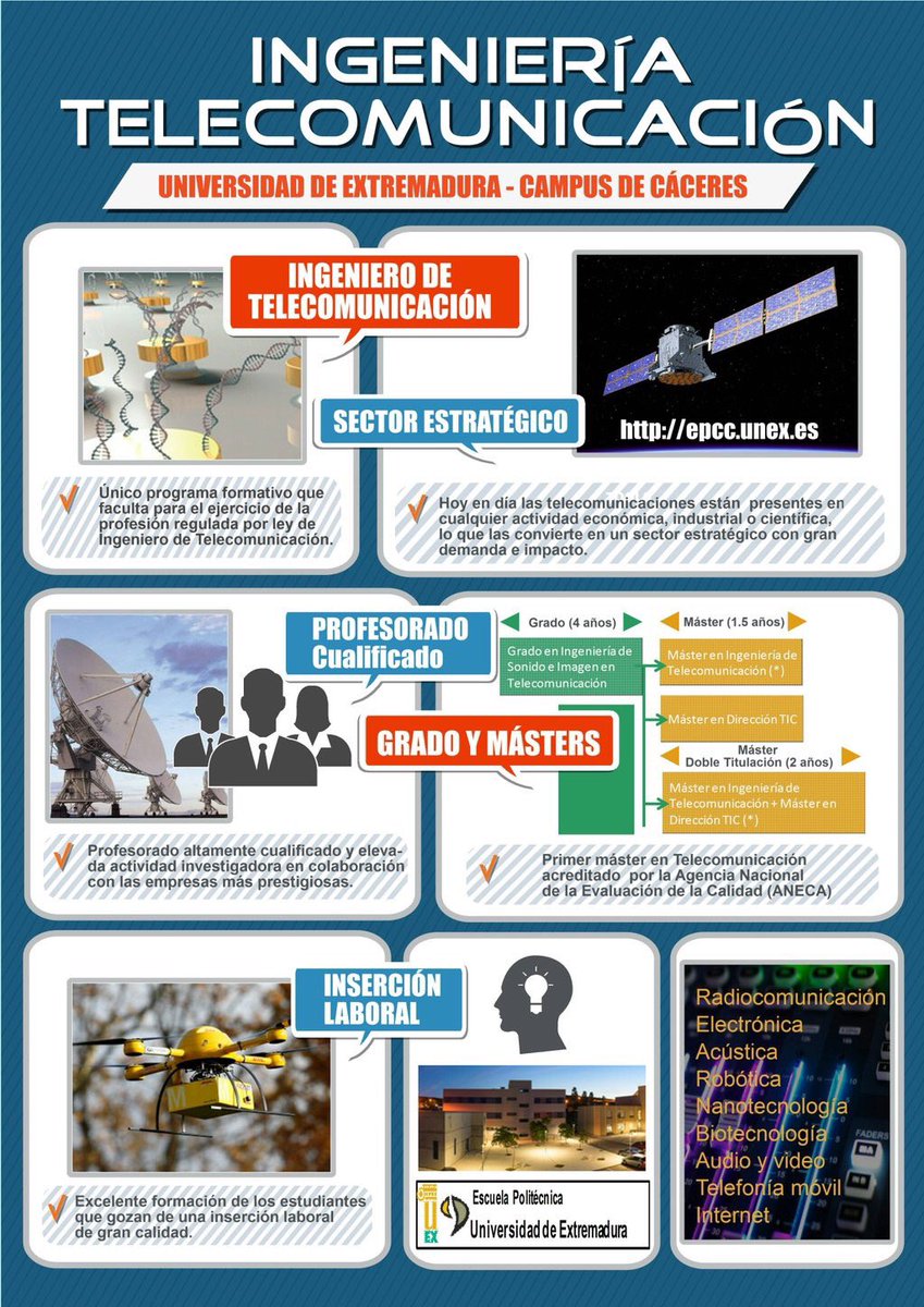 aexit_es's tweet image. ¿Aún no lo tienes claro? Estudia Ingeniería de Telecomunicación en @EPCC_Unex Llegarás lejos