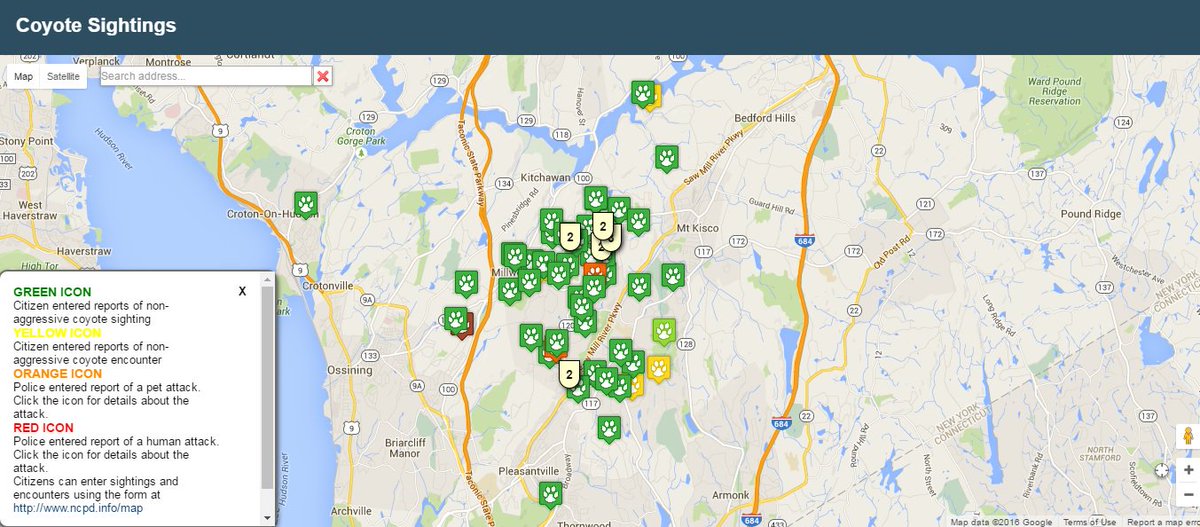 Veoci's tweet photo. The New Castle, NY community is using Veoci's GIS mapping to solve their coyote issue https://t.co/pCormdHfth https://t.co/Z5Rh29y7C8