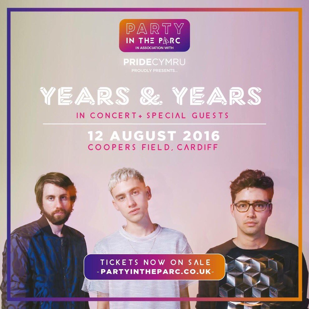 Jason_Venables's tweet photo. @yearsandyears @partyintheparc  sooo excited! #wales #ilovecardiff @ILovesTheDiff @PrideCymru @CapSouthWales #summer https://t.co/zPHXdf9Uw9