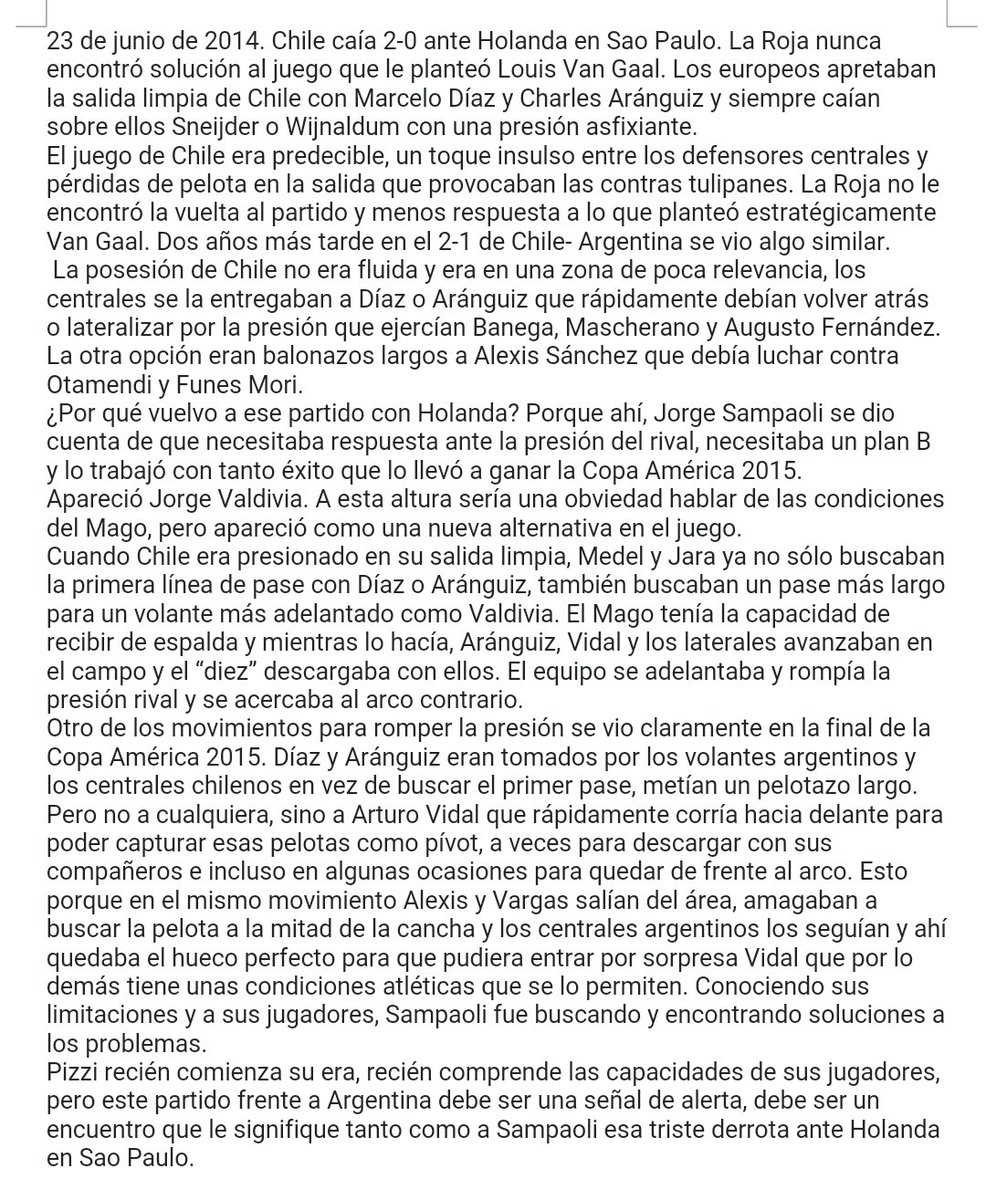 gonzalofullu's tweet photo. Puede no importarle a nadie, pero lo que creo le paso, le pasay le puede pasar a la seleccion chilena https://t.co/cPnG8d2MqW