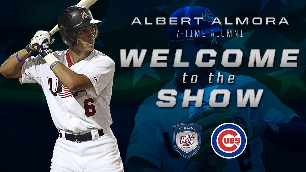 Congratulations to seven-time <a href="/USABaseballAlum/">USA Baseball Alumni</a> <a href="/albertalmora/">Albert Almora Jr.</a> on making his <a href="/MLB/">MLB</a> debut with the <a href="/Cubs/">Chicago Cubs</a> tonight!
