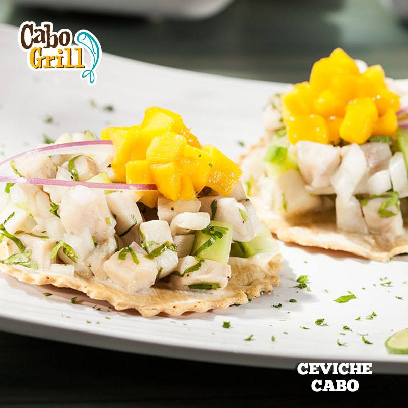 CaboGrillQro's tweet photo. Rica mezcla de pescado, mango, pepino, cilantro y cebolla macerados en jugo de limón. ¡Así de rico, solo en Cabo! https://t.co/pxW3088Ikf