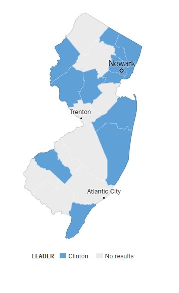 frodofied's tweet photo. Not yet a Sanders' county on the map. #HillaryForNJ  #ImWithHER https://t.co/X1iiiIGCpq