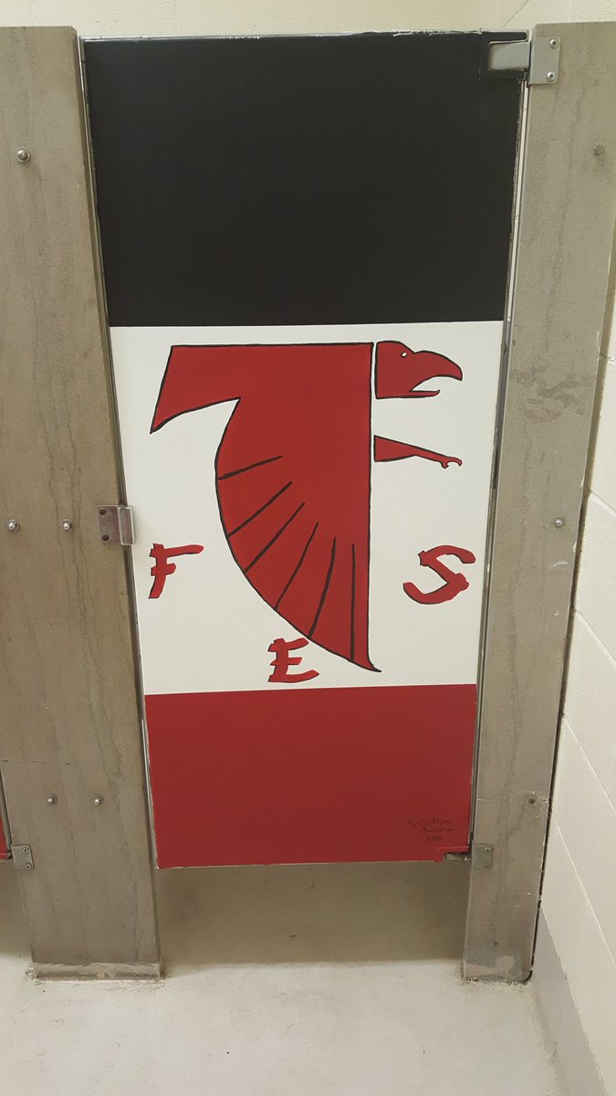 Falcon_update's tweet photo. Check out the new student artwork in the girls RR at FES!   @PrincipalMudore  We are getting ready for 2016-17! https://t.co/Bo4xRW9wfY
