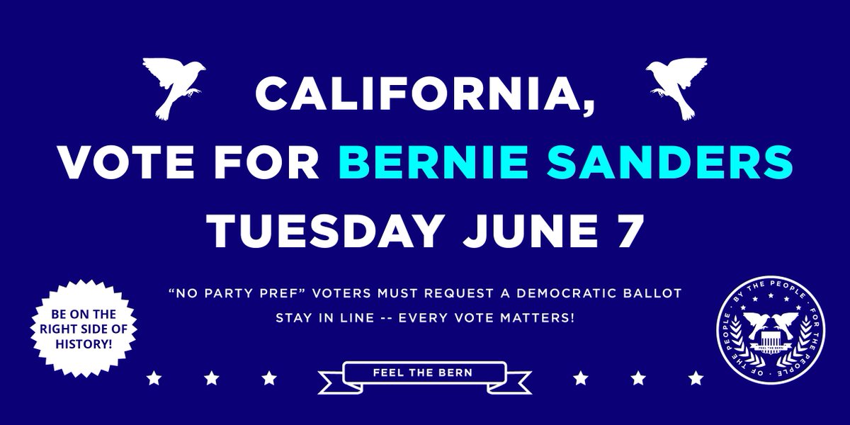 Blank___State's tweet photo. Few Hours left to vote Bernie! (by 8pm)
#TowerDistrict #FresnoState #WoodwardPark #TowerTheatre #FresnoCityCollege https://t.co/VBV015x5cz