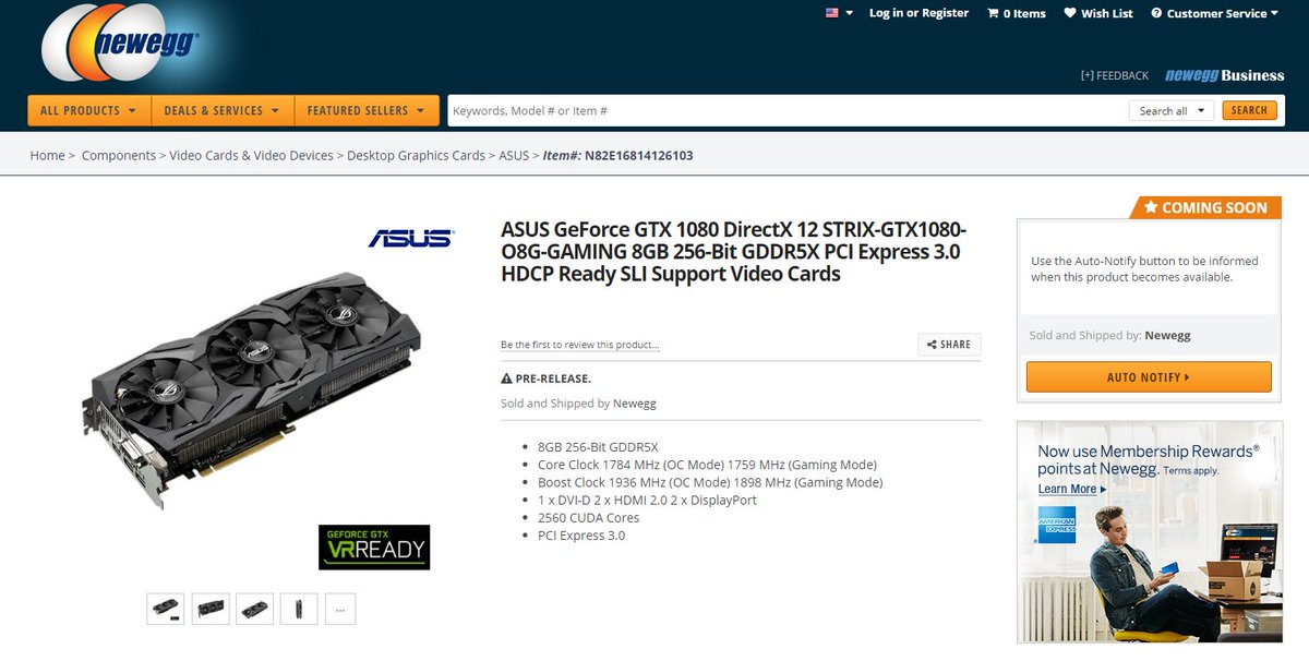 If you are interested in availability for the <a href="/ASUS_ROG/">ROG Global</a> STRIX GTX 1080 sign up for auto-notify <a href="/Newegg/">Newegg</a>