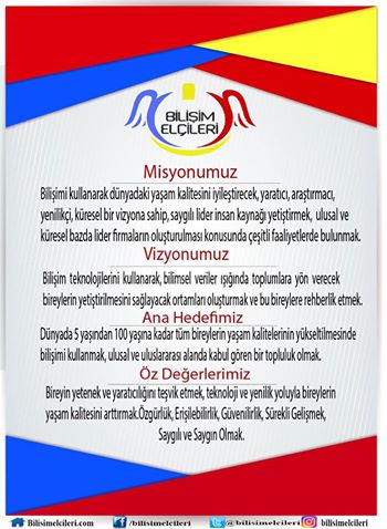 BİLİŞİM ELÇİLERİ TOPLULUĞUNUN AMAÇLARI VE MANİFESTOSU 2
#BilisimElcileri <a href="/bilisimelcileri/">Bilişim Elçileri</a>
