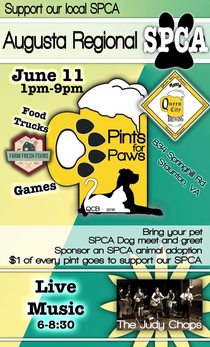 staunton_buzz's tweet photo. Spend your Saturday supporting the SPCA at Queen City Brewing! @qcbrewing @thejudychops @farmfreshfixins https://t.co/XrT5Veq65z
