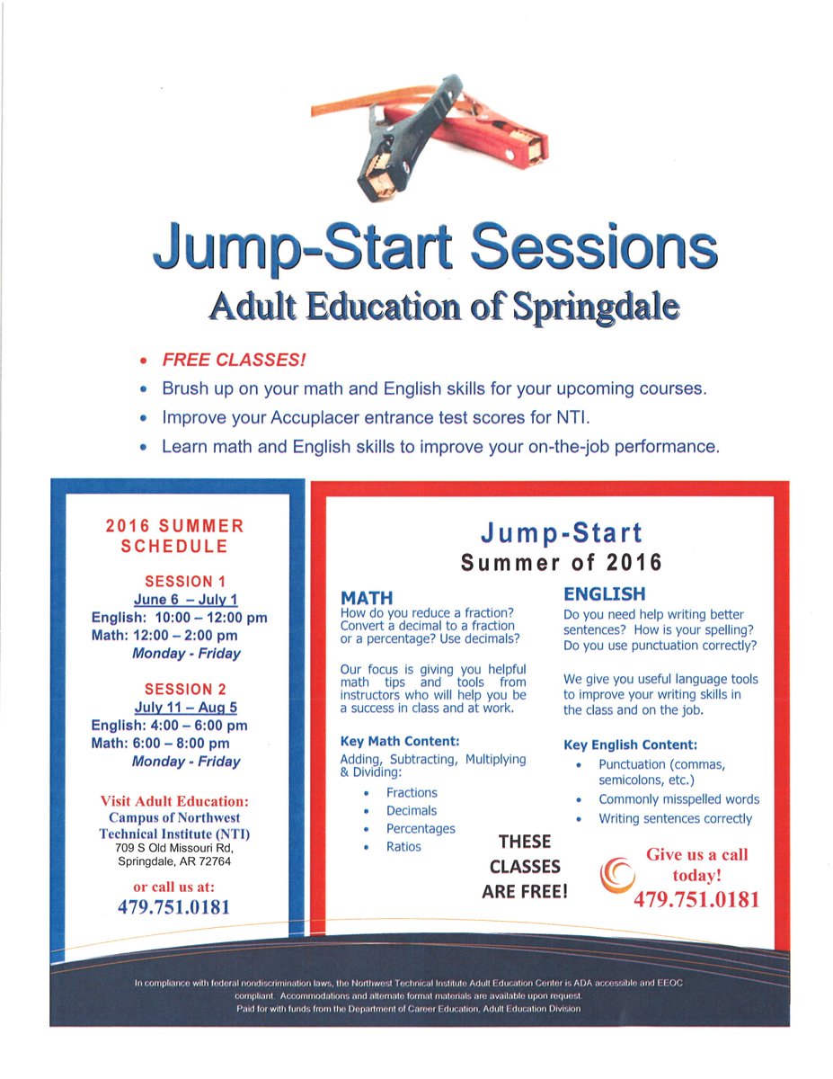 NTIAdultEd's tweet photo. Jumpstart courses are underway this week....see flyer for details #adultedu #careereducation #AALRC https://t.co/k5kBfAl6us