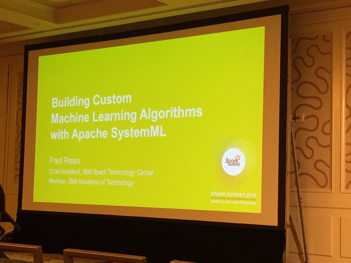 lresende1975's tweet image. Apache SystemML session by Fred Reiss from @apachespark_tc at @spark_summit #SparkSummit #ApacheSystemML #systemml