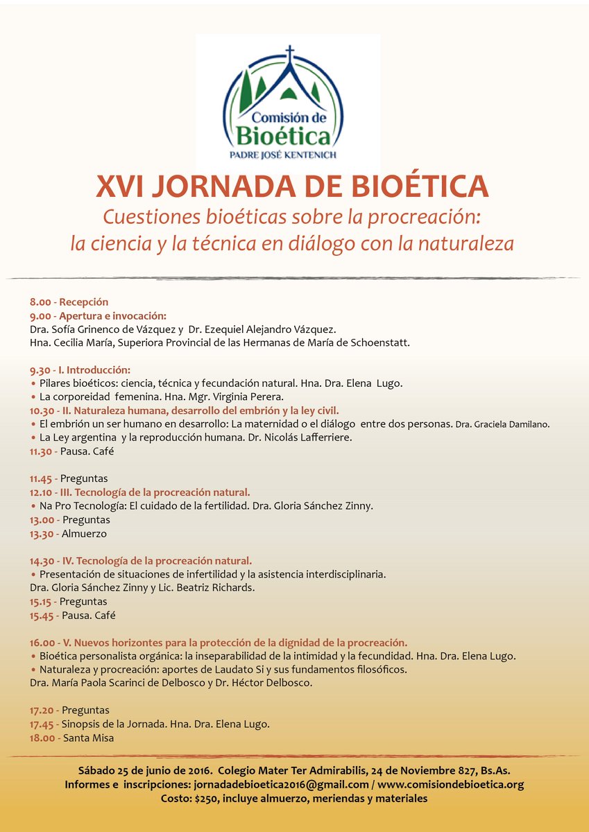 ComisionBioetic's tweet photo. SEGUIMOS INSCRIBIENDO ¿Venís? 25 de Junio 2016 /8 a 18 hs/ Colegio Mater Ter Admirabilis, BA https://t.co/OblFqG6jAA https://t.co/jEdkPhnbjz