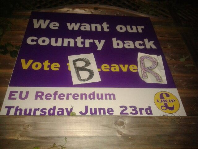 NivagDeT's tweet photo. A friend has just defaced his neighbours UKIP banner...#votebeaver https://t.co/XIvw2KhHh8