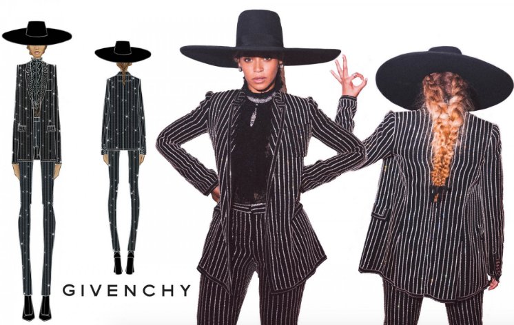 BeyLegion's tweet photo. Beyoncé wore a Givenchy suit, a $7 Million, 100-carat diamond necklace, 25-carat diamond earrings &amp; diamond rings. https://t.co/3IQVnPzpYY
