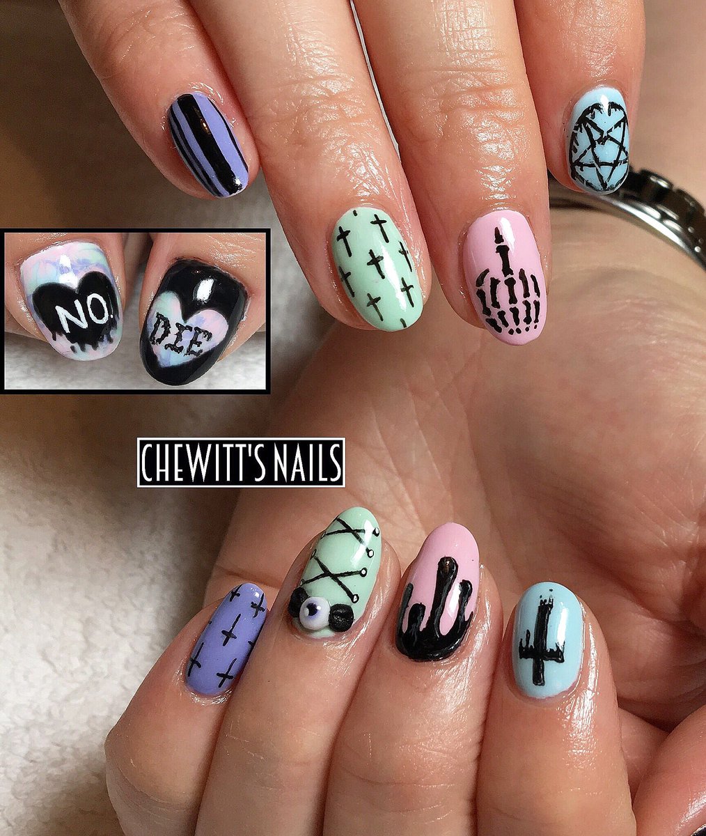 ChewittsNails's tweet photo. Pastel Goth @NailHarmonyUk @Gelish @ScratchMagazine #gelish #showscratch #pastelgoth #nailharmony #chewittsnails https://t.co/9fU4BBGNol