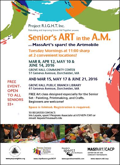 Senior #Art in the AM w/ <a href="/CACPArtMobile/">sparc! the ArtMobile</a> &amp; <a href="/PROJECTRIGHTINC/">Project RIGHT, Inc.</a> | 6.14.16 11AM 55+ <a href="/MassArt/">Massachusetts College of Art and Design</a> <a href="/FutureBoston/">FutureBostonAlliance</a>