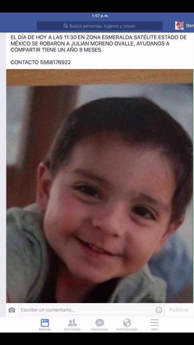 cihuatlz's tweet photo. Este pequeño se llama Julián Moreno Ovalle y fue robado hoy. Info. al telefono 5568 17 6922 @Siempre889 @AAMBER_mx https://t.co/YPaERnrks4
